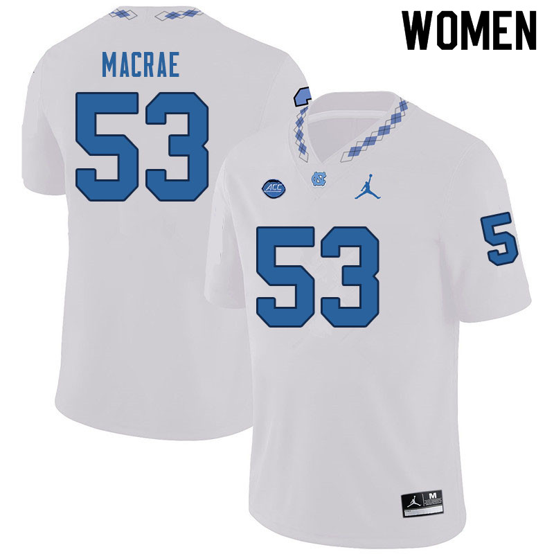 Women #53 Gibson Macrae North Carolina Tar Heels College Football Jerseys Sale-White